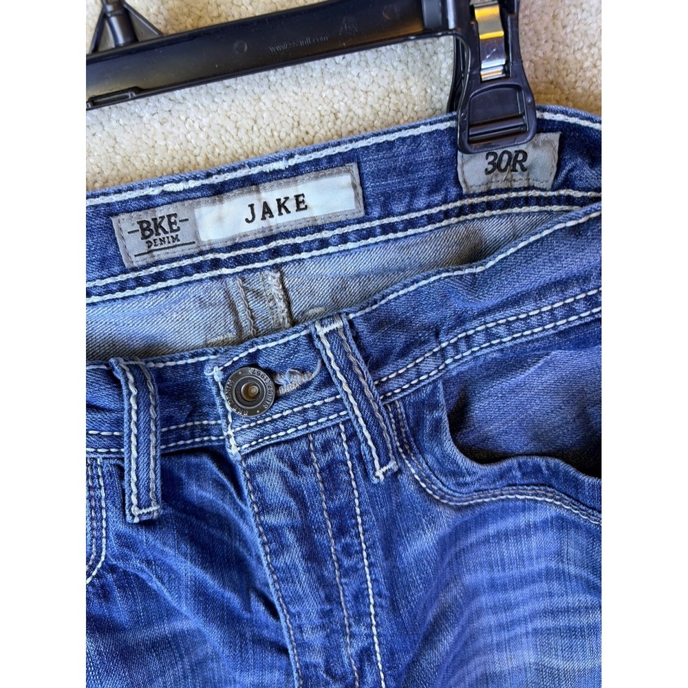 BKE Jake Denim Jeans Mens 30R Blue Bootcut Contrast Stitch PLM15003 Workwear - Picture 4 of 9